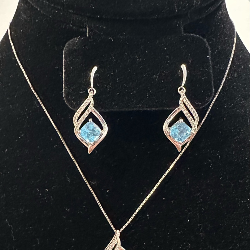 3 piece Blue and white topaz set